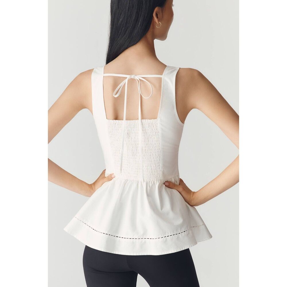 NWOT Anthropologie En Saison Brittany Peplum Top White Button Front Size S - Picture 2 of 10